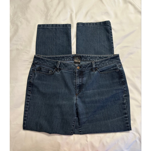 Women's Ann Taylor Dark Blue Curvy Straight Leg Jeans Size 14 - Picture 1 of 5